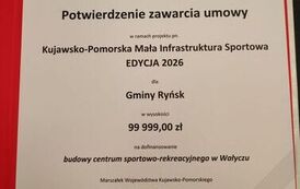 Dofinansowanie na budowę centrum sportowo-rekreacyjnego w Wałyczu 2