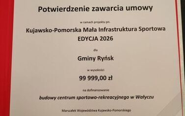 Dofinansowanie na budowę centrum sportowo-rekreacyjnego w Wałyczu 2