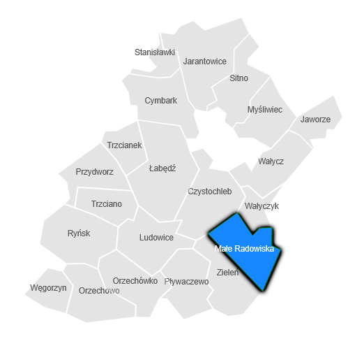 Mapa - sołectwo Małe Radowiska