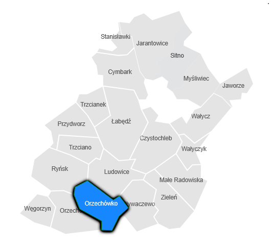 Mapa - sołectwo Orzech&oacute;wko