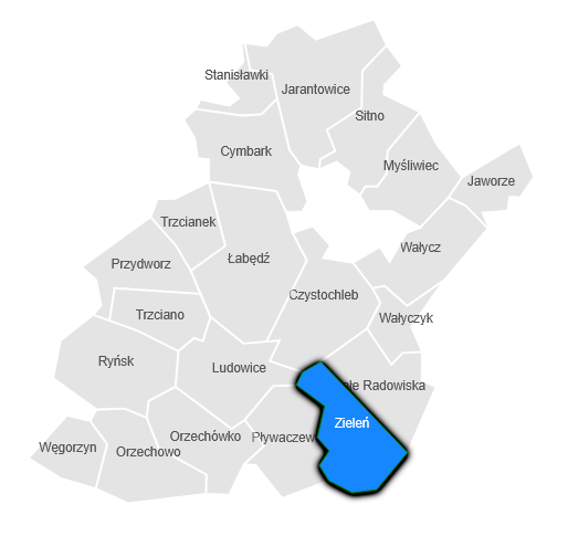 Mapa - sołectwo Zieleń